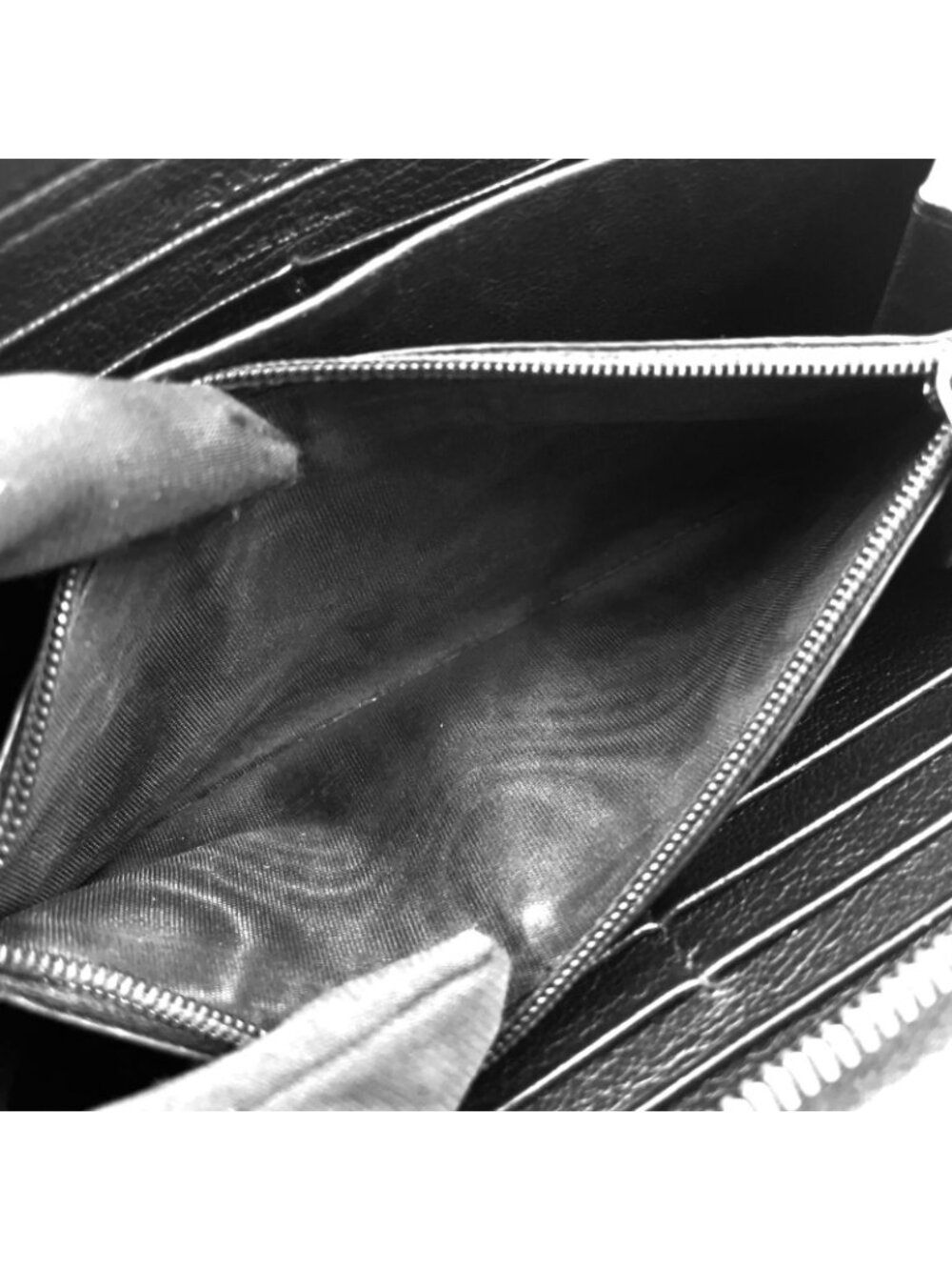 Saint Laurent YSL Logo Bel de Jour Zip Around Leather Black Wallet Gold - Picture 10 of 15